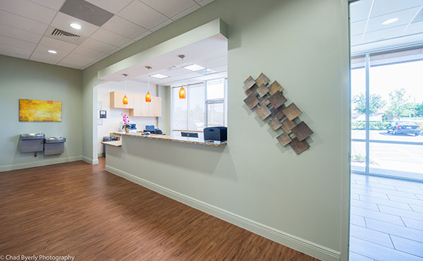 View of the Reception Desk at Sage Dental Oviedo